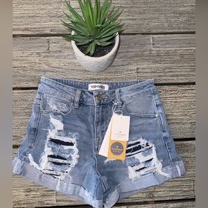 Women’s Distressed Denim Jean Shorts, Blue, Size 2